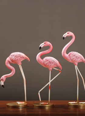 北欧简约火烈鸟动物摆件创意少女心房间卧室电视柜酒柜装饰品摆设