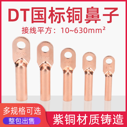 国标A级DT10/16/25/35/50/70/95/1H50/185/240平方铜鼻子接线端子