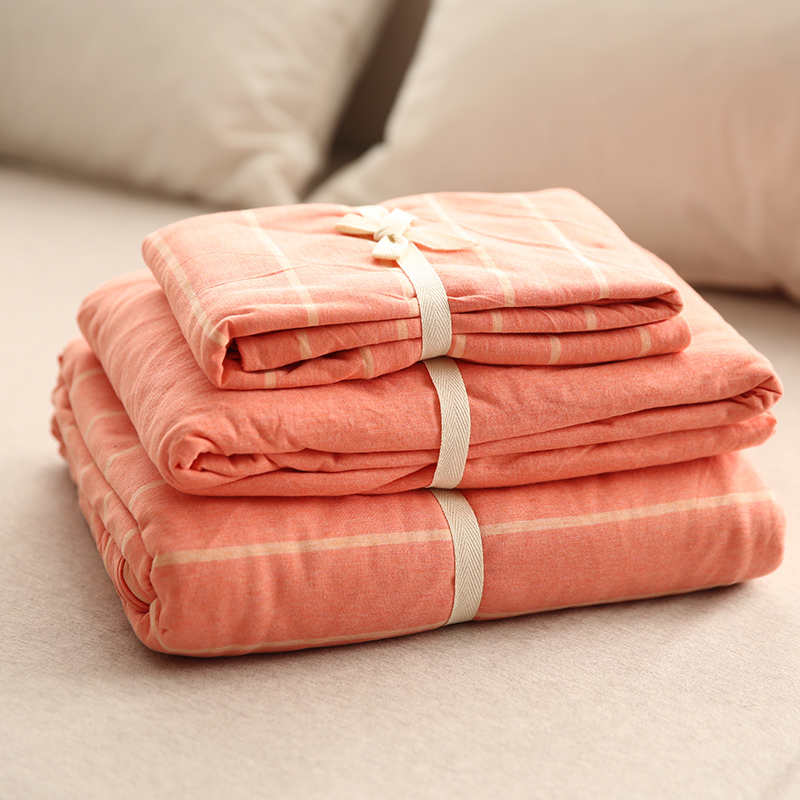 天竺棉裸睡纯棉四件套日式简约针织棉被套床笠全棉双人床单款床品