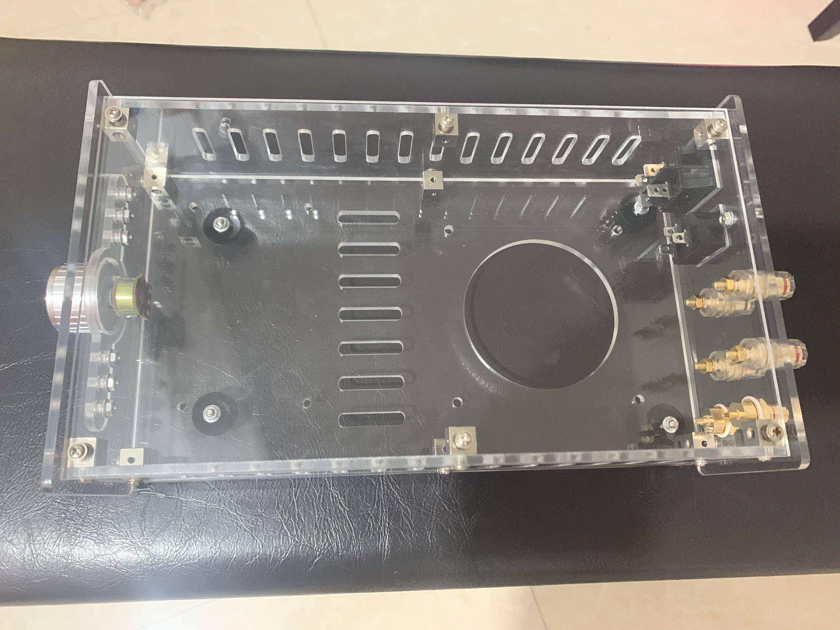 亚克力透明功放机箱接线柱水晶柱莲花插座RCA开关电源尾插功放板