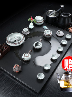 1.2米特大号整块乌金石茶盘功夫茶具套装奢华全自动办公家用