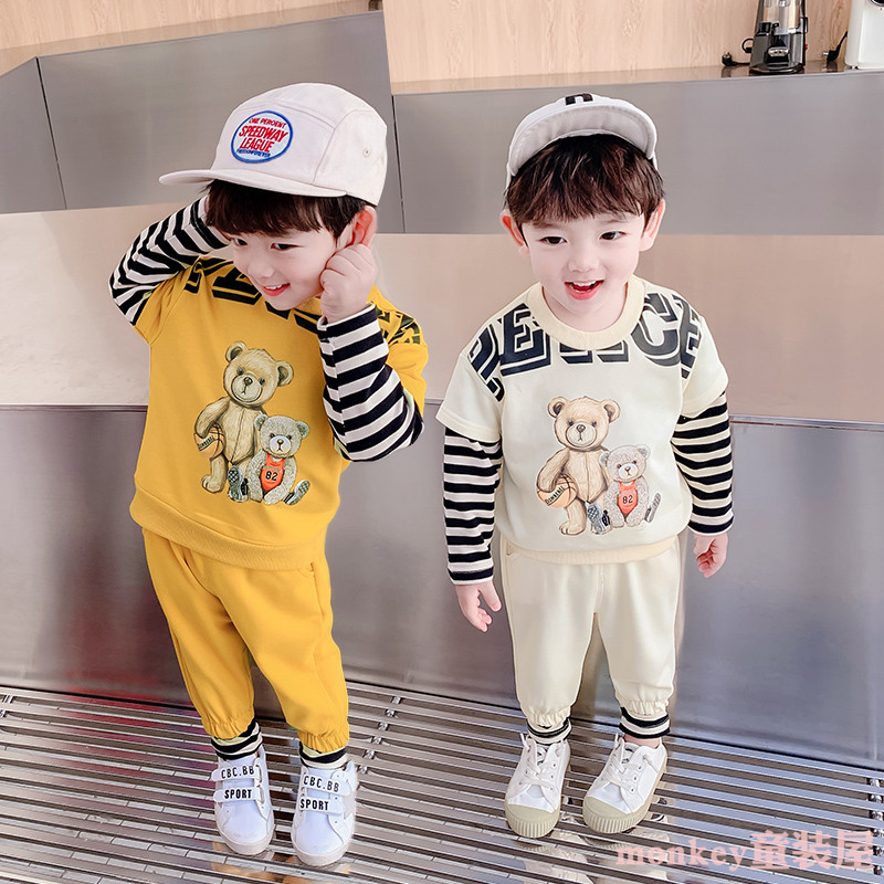 男宝宝春装套装1-2-3岁潮洋气4小童5儿童装6男童春秋款卫衣两件套