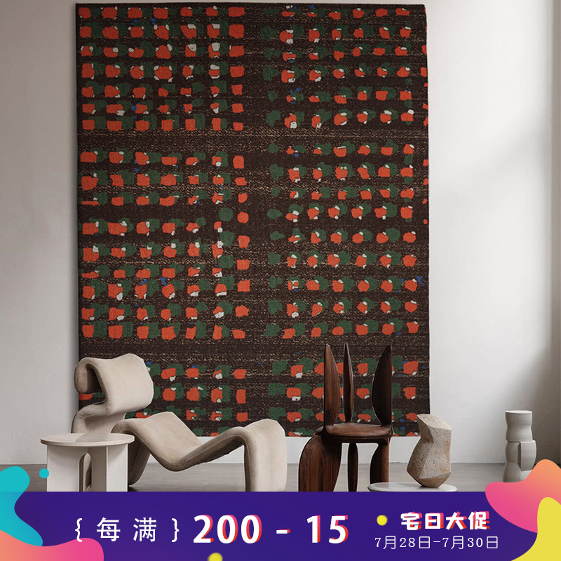 宅曰 原创设计新j美式客厅地毯茶几卧室床边毯ins风现代简约轻奢