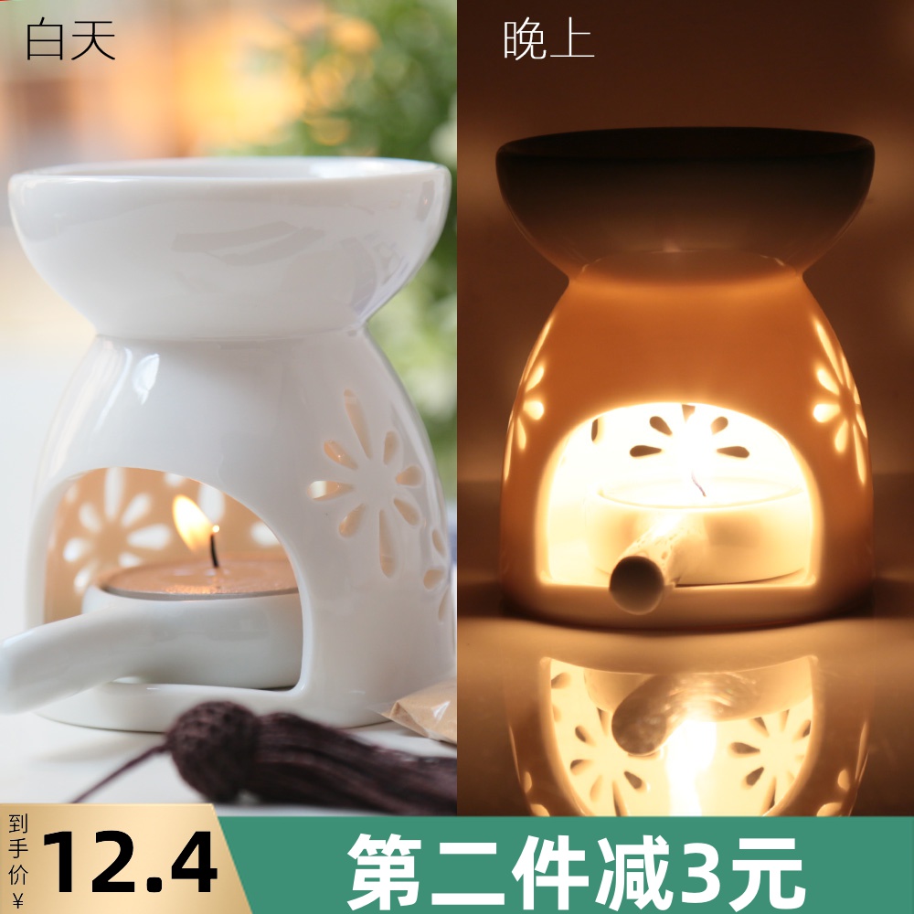 现代迷你蜡烛熏i香檀香炉陶瓷香熏炉精油加热香粉香薰灯炉家用小