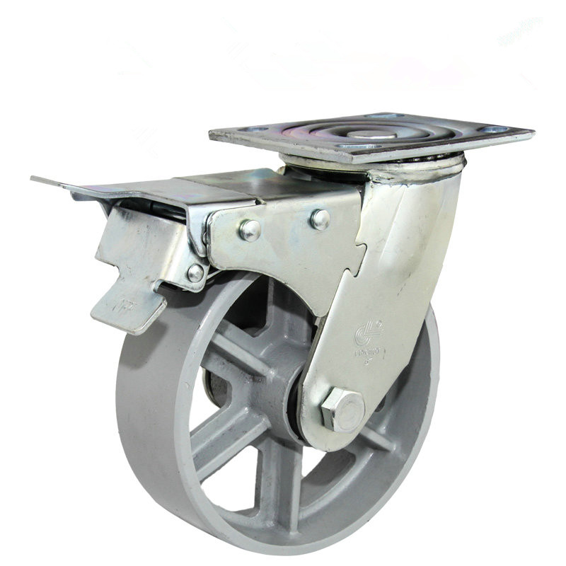 加重重型全铁脚轮铁万向轮耐高温轮4寸5寸6寸8寸刹车轮烘箱推车轮