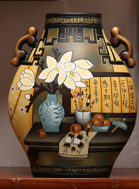 中式陶瓷复古风进门玄关摆件家庭客厅酒柜博古架电视柜隔断装饰品