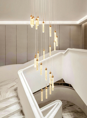 旋转楼梯间吊灯别墅公寓跃层loft吊灯挑空客厅灯复式楼水晶长吊灯