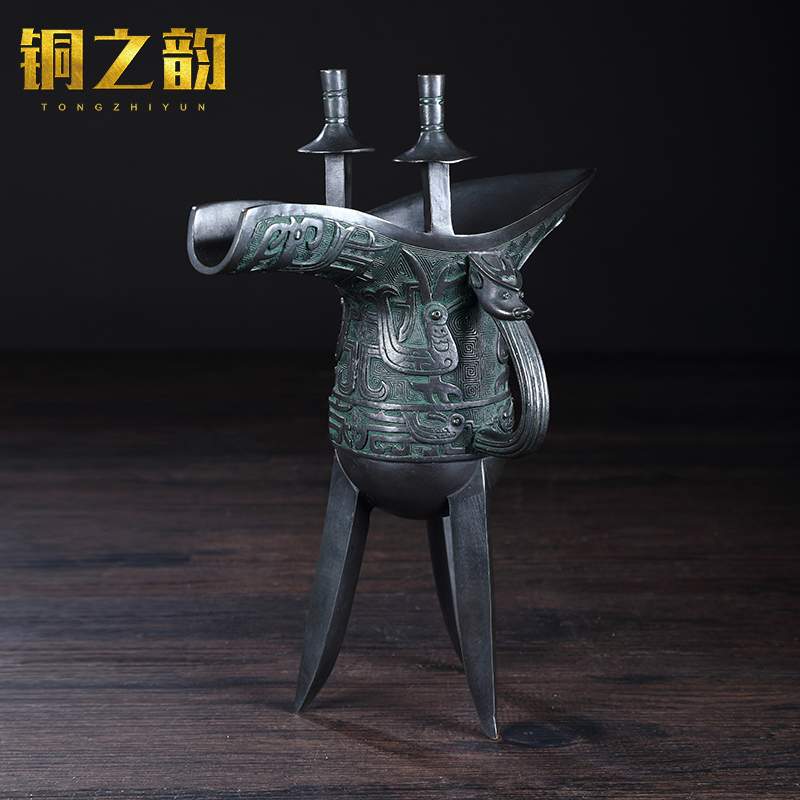 铜之韵 纯铜凤爵杯酒杯 摆件 仿古礼品 加官进爵 摆设