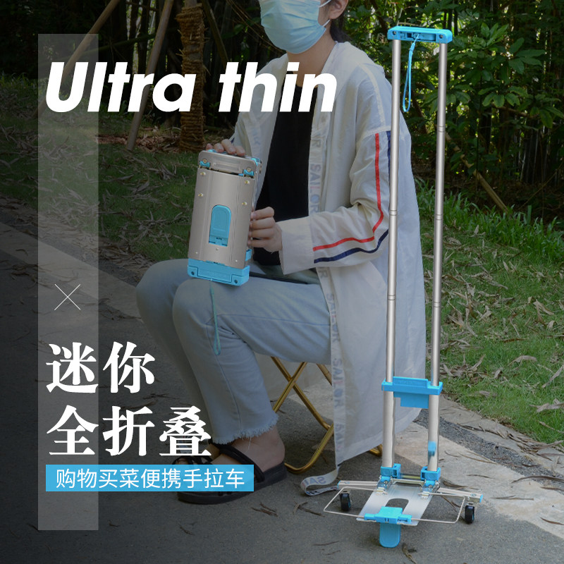 迷你买菜小拉车可折叠p便携手拉车家用购物拉货拖车搬运行李拉杆