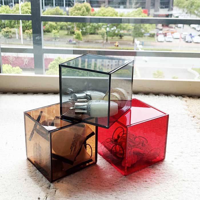 亚克力透明彩色翻盖正方形面膜桌面有盖展示储物咖啡胶囊盒子定做