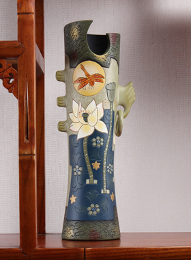 新中式陶瓷c酒柜装饰品客厅博古架小摆件隔断玄关禅意佛系插干花