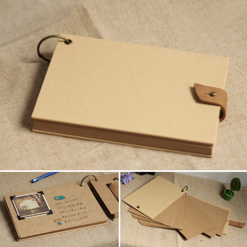 记忆体空白牛皮纸手绘卡纸复古涂鸦记事个性活页DIY粘贴式留言本