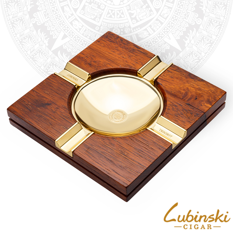LUBINSKI雪茄烟灰缸实木四槽专用烟缸复古创意个性高档鸡翅木烟具
