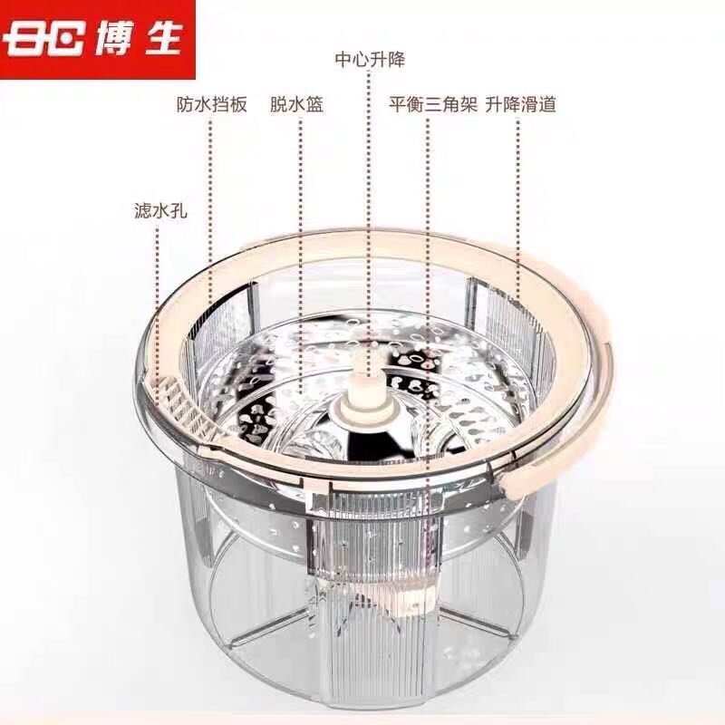 博生W81旋转拖把不锈钢双驱动自动地拖头拖布桶家用单桶旋转拖把