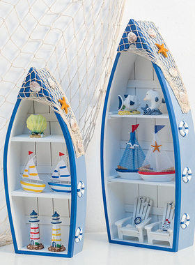 地中海夏季橱窗美陈布置创意船型展示柜船柜海洋主题装饰dp点道具