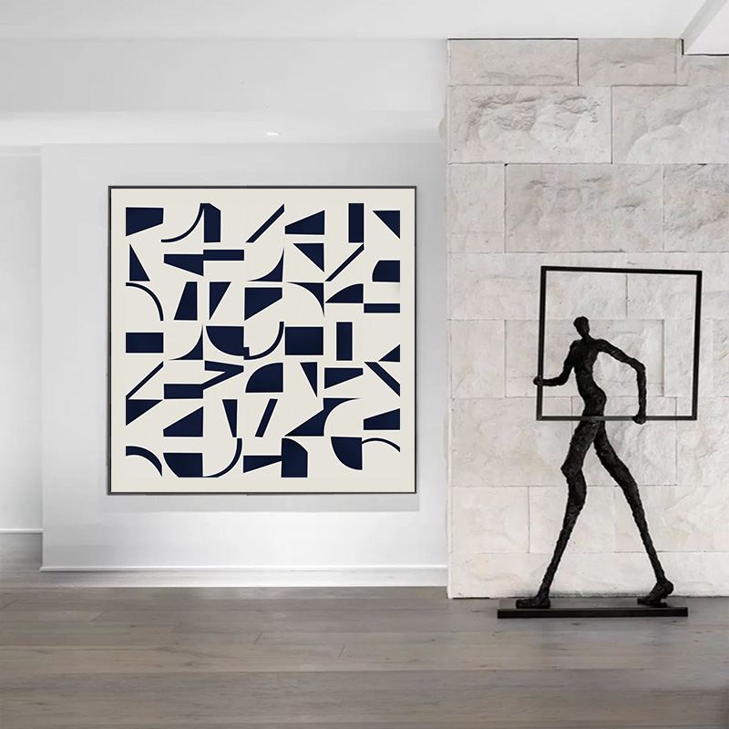 现代简约装饰画客厅餐厅挂画小众创意几何色块抽象画玄关艺术壁画图片