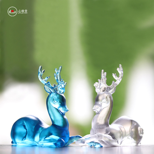 心缘堂琉璃茶具摆件【引鹿】茶宠茶搁笔架茶具配件创意茶具摆件