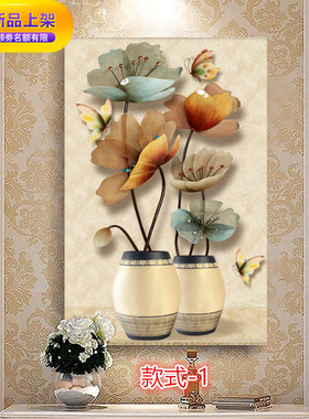 现代客厅走廊过道装饰挂画欧式玄关竖款单幅饭店酒店墙面壁画