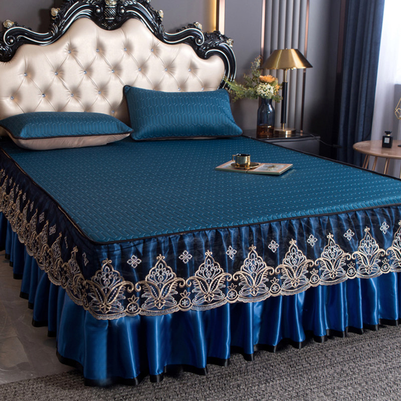 冰丝凉席床裙款1.8m夏天床罩三件套家用空调软席可水洗机洗乳胶席,床上用品,凉席/草席/麻席,淘宝优惠券,粉丝福利购,淘宝优惠卷