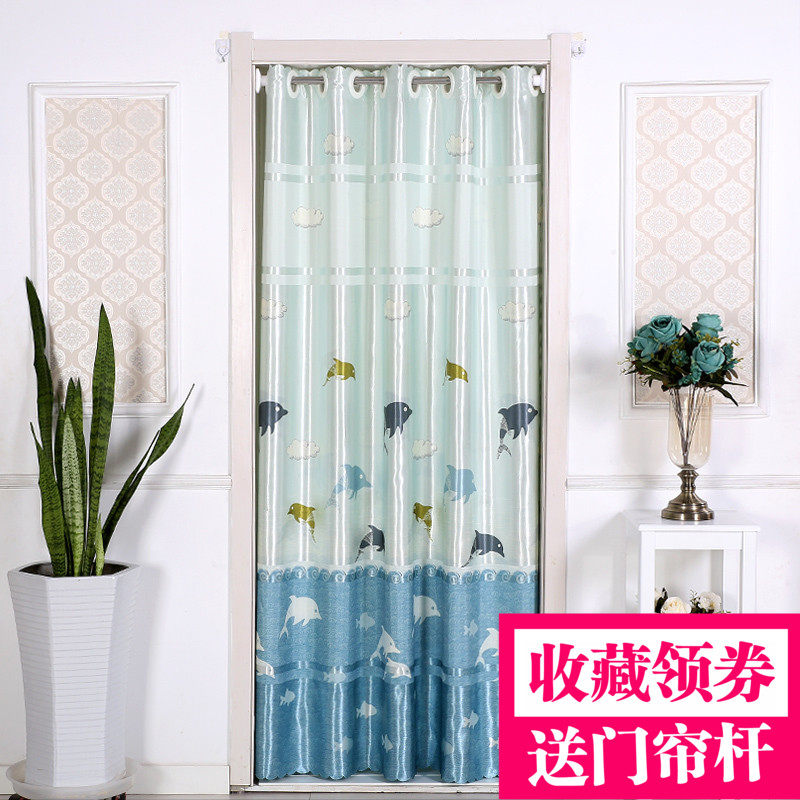 门帘布艺遮光帘隔断帘免打孔空调帘卧室客厅O装饰长款挡风布帘家