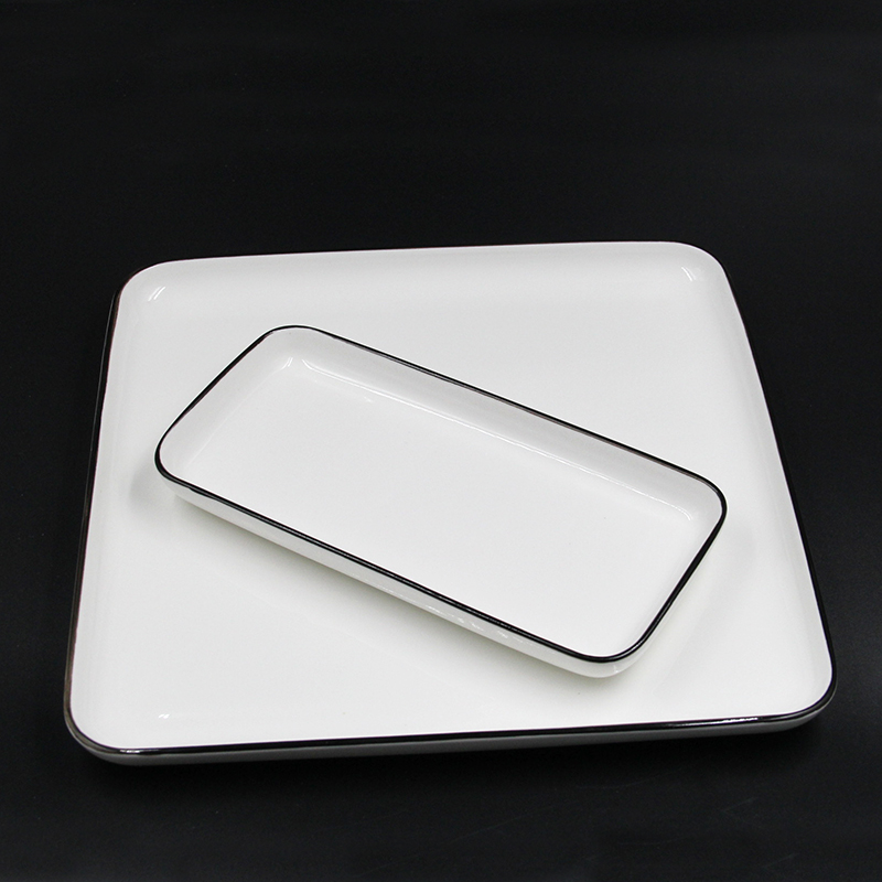 HuiYi Art长方形正方形陶瓷水彩调色盘 国画 丙烯调色盘 白瓷调色