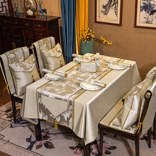 新中式桌布大圆桌布防烫餐桌垫长方形台布茶几布家用PVC北欧餐布