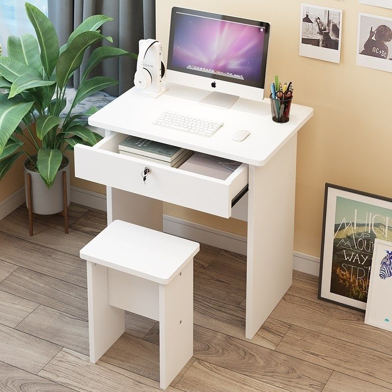 单人书桌简易家用课桌椅组合简约卧室电脑桌带抽屉有锁小型办公桌