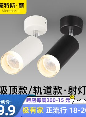 led明装射灯家用客厅电视机背景墙可调角度单个吸顶式7瓦小轨道灯