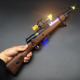 3-5岁小款儿童音乐玩具语音枪小男童电动伸缩发声光枪塑料有背带