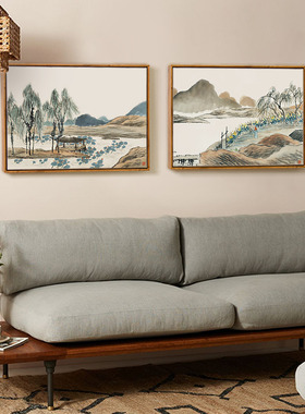 上品印画 齐白石曲沼荷风图 新沙发背景墙客厅挂画装饰画墙画