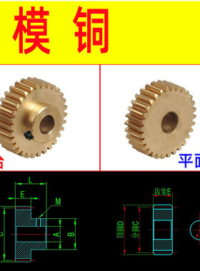 1模10~20T~29T铜齿轮齿条滑块传动配件雕刻机电机马达H59 1m
