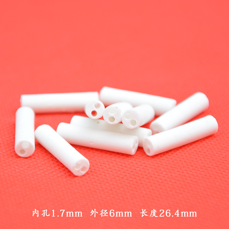 双孔陶瓷管 2孔高频瓷珠 热电偶电阻电热丝穿线耐高温绝缘套管1斤