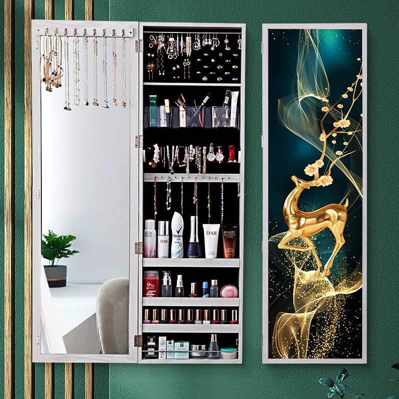 全身镜挂墙穿衣镜k家用卧室试衣镜落地镜子壁挂镜首饰收纳柜一体