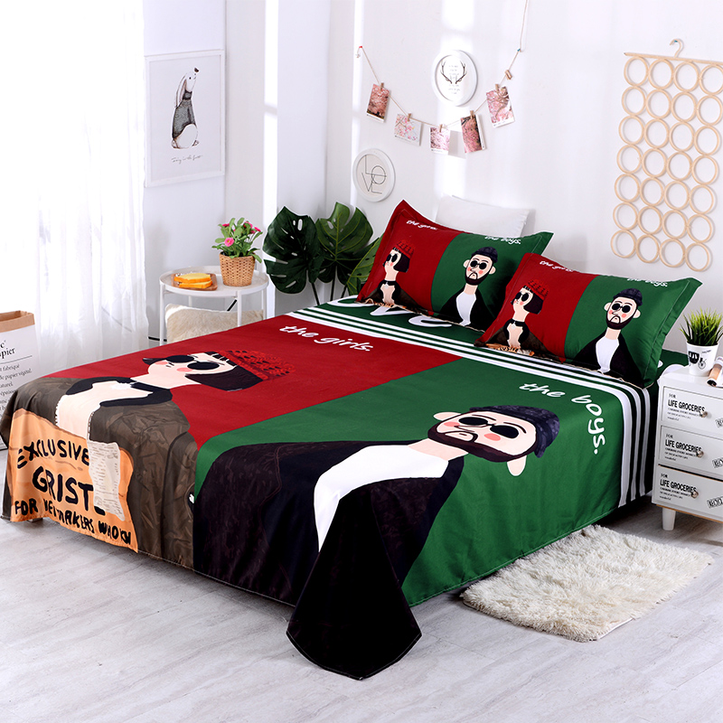 创意卡通情侣床单三件套1.8个性夫妻被单单件学生宿舍单人1.5米床