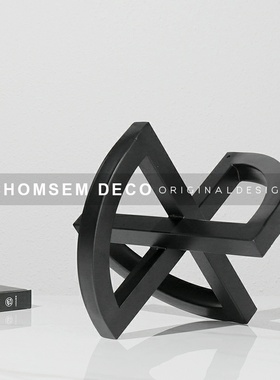 简约现代几何交叉抽象黑色金属摆件家居软装O饰品站厅售楼处样板