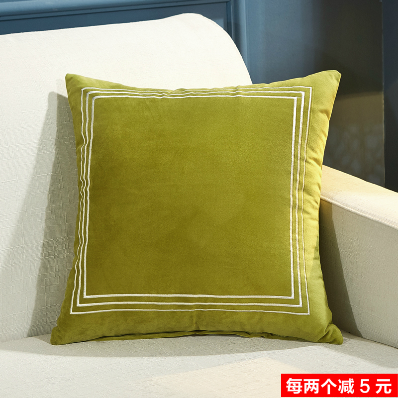 北欧风格简约现代沙发靠垫抱枕含芯55x55大号绒客厅X床头靠枕纯色