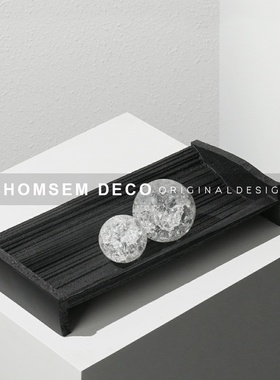 现代轻奢黑色托盘样板房间衣帽间软装饰品家N居客厅电视柜餐桌摆