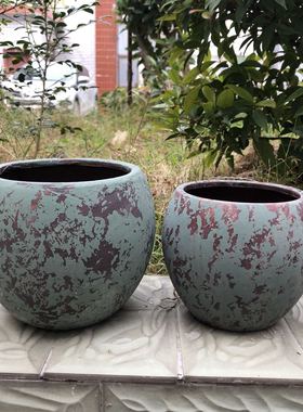 多肉花盆 仿古陶瓷花器 透气个性粗陶盆 复古植物盆 创意陶器陶罐