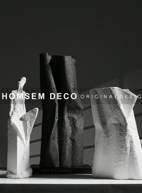 现代简约抽象陶瓷花器售楼u处样板间软装艺术客厅花瓶摆件家居饰