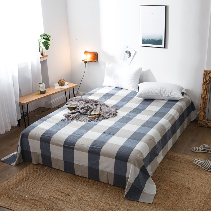 全棉水洗棉床单单件素色条格学生宿舍单人被单1.2/1.V5/1.8米床罩