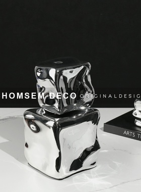 现代创意金属冰块摆件室r内装饰品家居客厅餐桌茶几餐边柜桌面摆