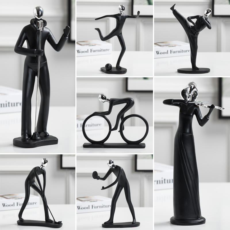 简约现代装饰品摆件创意北欧客厅酒柜电视柜装饰品树Y脂人物摆设