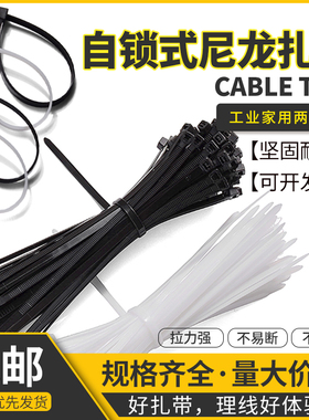 尼龙扎带 扎线带 塑料捆扎带强力卡扣束线带自锁式黑色白色束线带