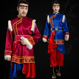 新款蒙古服装成人男蒙族现代舞藏族演出服舞蹈少数民族男士衣服袍