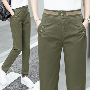 女七分裤 2021韩版 纯棉工装 女百搭宽松女士春夏马裤 子 哈伦休闲长裤