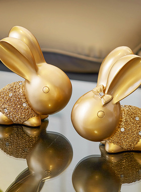 轻奢高档a家居客厅酒柜装饰品金色摆件简约乔迁新居送礼