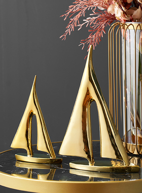 轻奢办公室桌面一帆风p顺帆船摆件家居装饰品客厅电视酒柜高端大