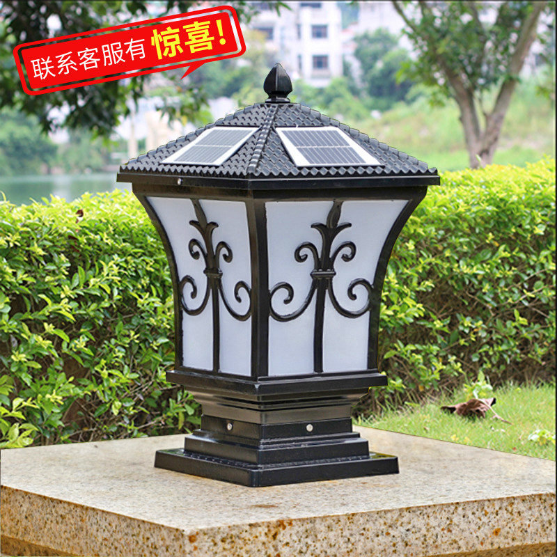 柱头灯太阳能户外围墙立柱花园围栏柱灯J别墅庭院景观灯防水大门