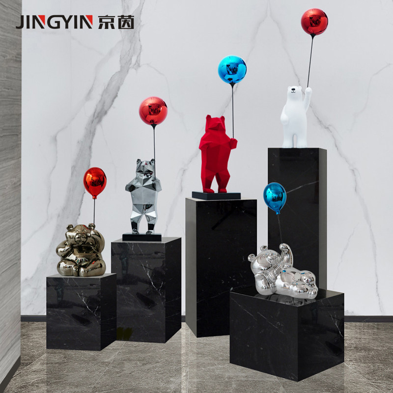 网红卡通c雕塑艺术品样板间儿童房可爱装饰商场展厅气球熊公仔摆