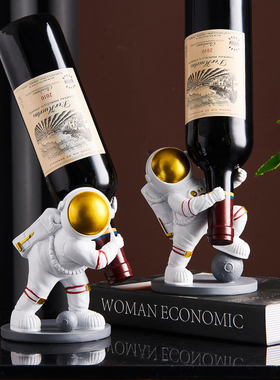 创意宇航员红h酒架摆件北厅玄关电视酒柜家居装饰品餐桌小摆设